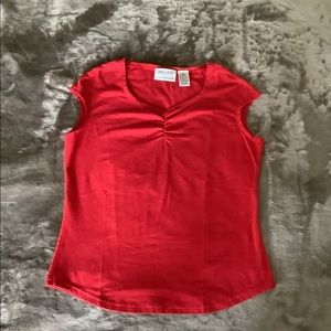 Solid Red Top from Nordstrom With Cap Sleeves and Shirred Detail, Ladies Medium